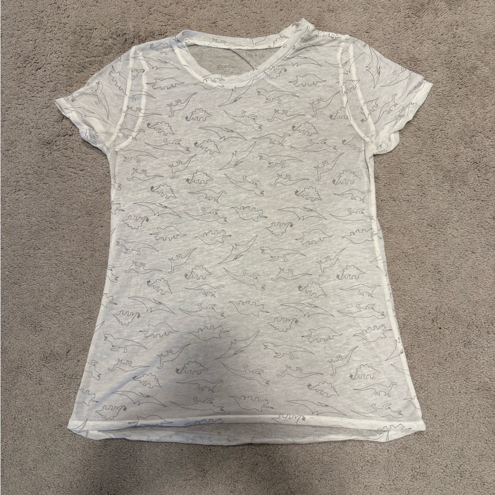 Zoe + Liv White Dinosaur Print Tee